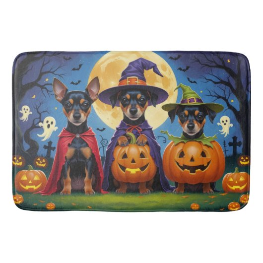 Affenpinscher Dogs Pumpkin Halloween Funny Badematte (Vorderseite)