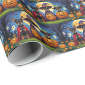 Affenpinscher Dogs Pumpkin Halloween Funny Geschenkpapier (Rolleneckpunkt)