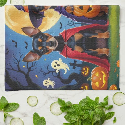 Affenpinscher Dogs Pumpkin Halloween Funny Geschirrtuch (Gefaltet)