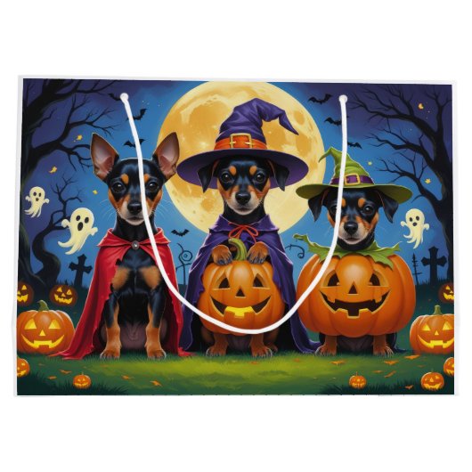 Affenpinscher Dogs Pumpkin Halloween Funny Große Geschenktüte (Rückseite)