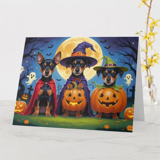 Affenpinscher Dogs Pumpkin Halloween Funny Karte (Gelbe Blume)