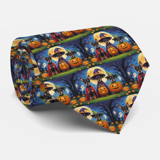 Affenpinscher Dogs Pumpkin Halloween Funny Krawatte (Gerollt)
