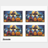 Affenpinscher Dogs Pumpkin Halloween Funny Rechteckiger Aufkleber (Blatt)