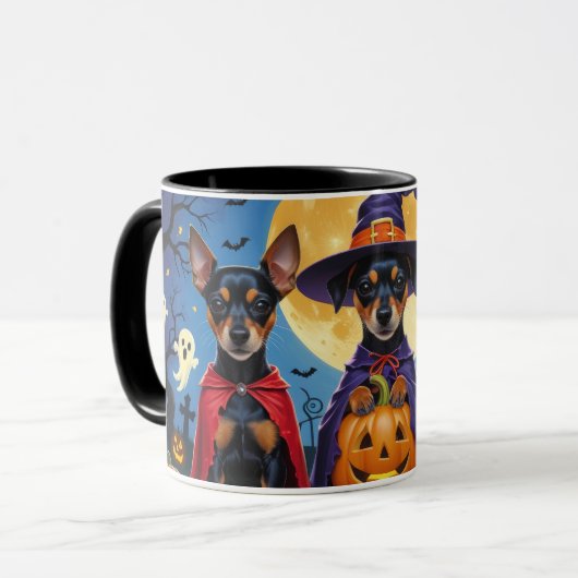 Affenpinscher Dogs Pumpkin Halloween Funny Tasse (Vorderseite Links)