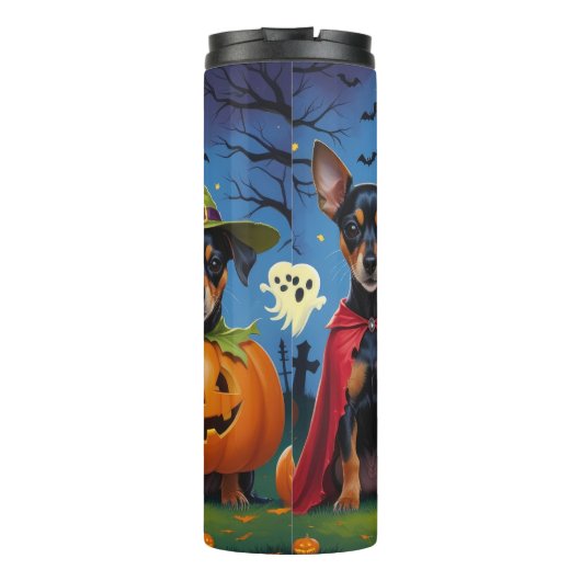 Affenpinscher Dogs Pumpkin Halloween Funny Thermosbecher (Rückseite)