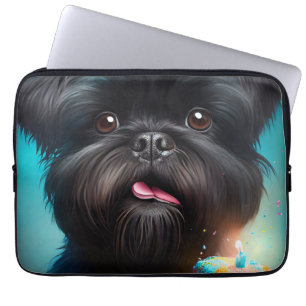 Affenpinscher feiert Geburtstags-Ballon-Torte Laptopschutzhülle