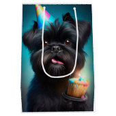 Affenpinscher feiert Geburtstagskuchen Mittlere Geschenktüte (Rückseite)