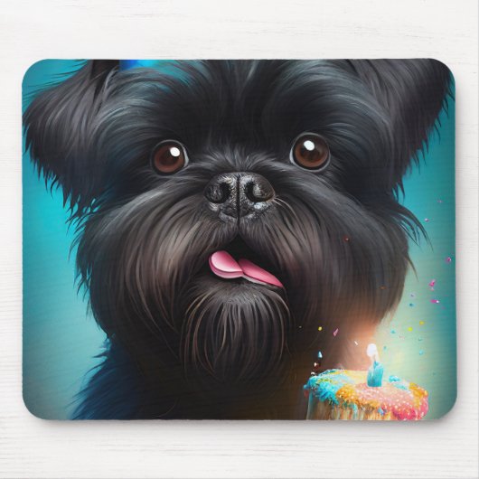 Affenpinscher feiert Geburtstagskuchen Mousepad (Vorne)