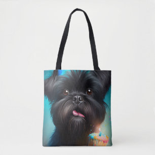 Affenpinscher feiert Geburtstagskuchen Tasche