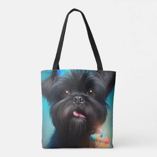 Affenpinscher feiert Geburtstagskuchen Tasche (Rückseite)