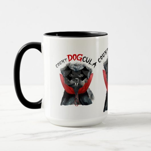 Affenpinscher Funny Count DOGcula Halloween Tasse (Links)