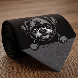 Affenpinscher Funny Peeking Puppy Dog Lover Krawatte