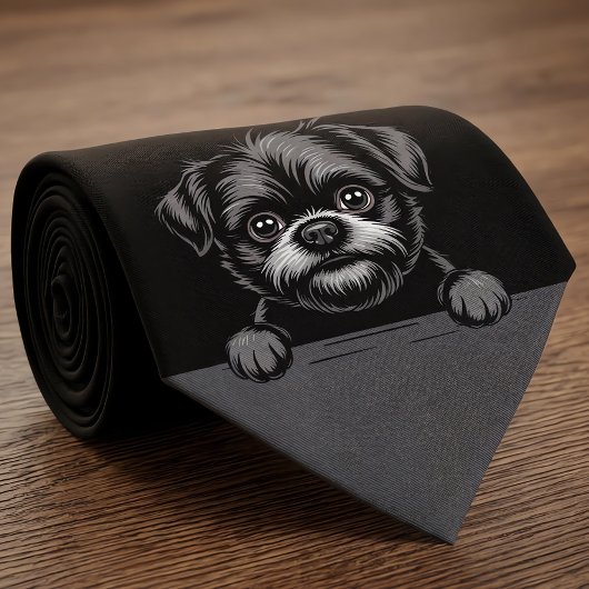 Affenpinscher Funny Peeking Puppy Dog Lover Krawatte