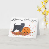 Affenpinscher Halloween Karte (Gelbe Blume)