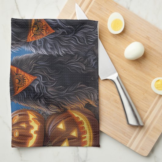 Affenpinscher Halloween Spooky Geschirrtuch (Viertel Falte)