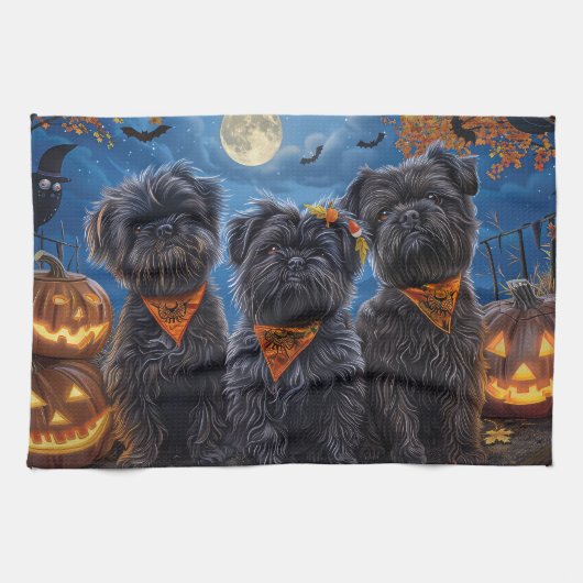 Affenpinscher Halloween Spooky Geschirrtuch (Horizontal)