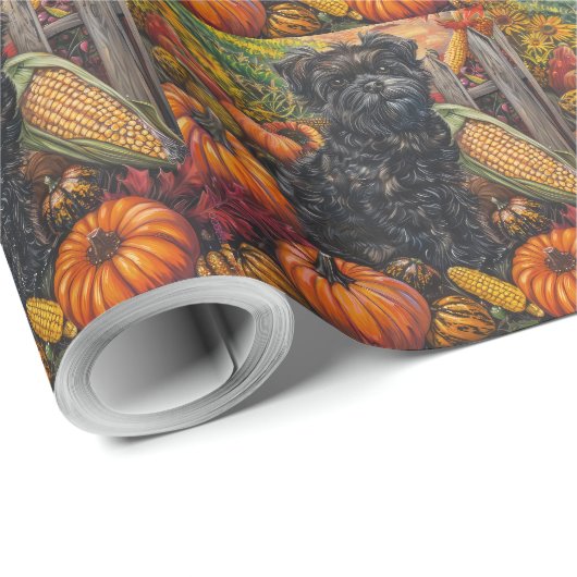 Affenpinscher Herbsternte Erntedank Hund Geschenkpapier (Rolleneckpunkt)