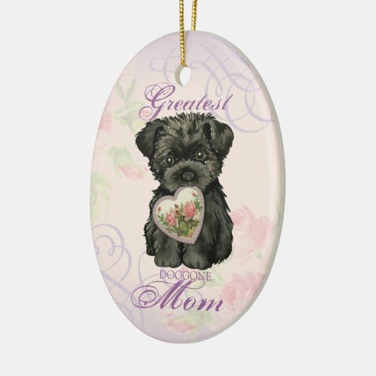 Affenpinscher Herz Mama Keramik Ornament (Links)