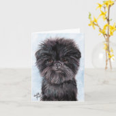 Affenpinscher Hund Art Note Card Karte (Gelbe Blume)