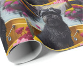 Affenpinscher Hund auf einem Paddle: Ein Landschaf Geschenkpapier (Rolleneckpunkt)