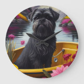 Affenpinscher Hund auf einem Paddle: Ein Landschaf Große Wanduhr (Vorderseite)