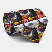 Affenpinscher Hund auf einem Paddle: Ein Landschaf Krawatte (Gerollt)