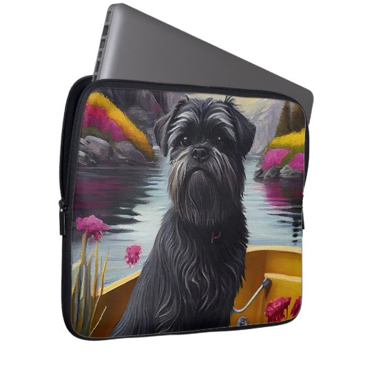Affenpinscher Hund auf einem Paddle: Ein Landschaf Laptopschutzhülle (Vorne Rechts)