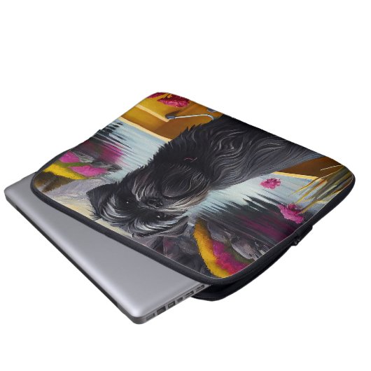 Affenpinscher Hund auf einem Paddle: Ein Landschaf Laptopschutzhülle (Vorne Knopf)