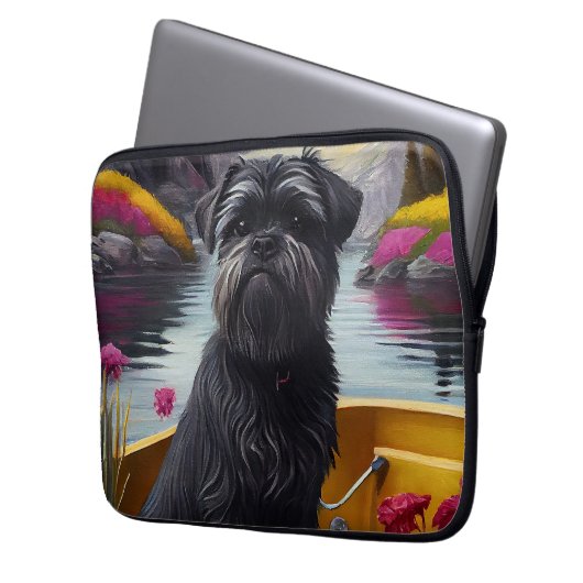 Affenpinscher Hund auf einem Paddle: Ein Landschaf Laptopschutzhülle (Vorderseite Links)