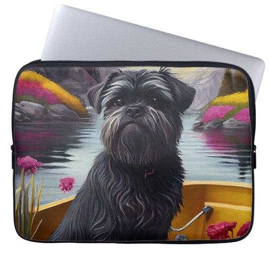 Affenpinscher Hund auf einem Paddle: Ein Landschaf Laptopschutzhülle (Vorderseite)