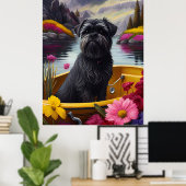 Affenpinscher Hund auf einem Paddle: Ein Landschaf Poster (Heimbüro)