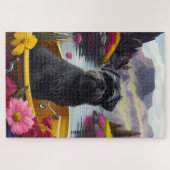 Affenpinscher Hund auf einem Paddle: Ein Landschaf Puzzle (Horizontal)