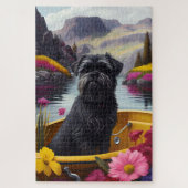 Affenpinscher Hund auf einem Paddle: Ein Landschaf Puzzle (Vertikal)