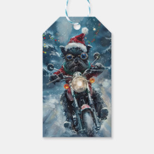 Affenpinscher Hund fährt Motorrad Weihnachten Geschenkanhänger