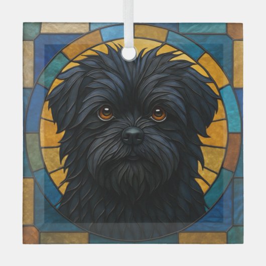 Affenpinscher Hund "Festglass" Ornament Aus Glas (Vorderseite)