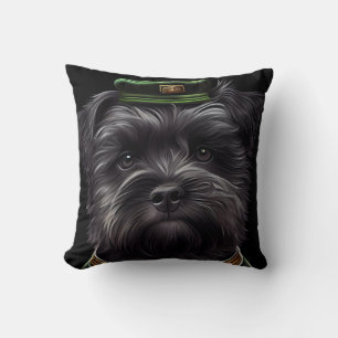 Affenpinscher-Hund im St. Patrick's Day-Kleid Kissen