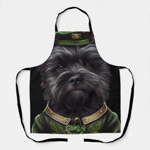 Affenpinscher-Hund im St. Patrick's Day-Kleid Schürze