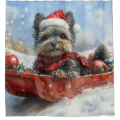 Affenpinscher Hund in Sledge Let it Snow Christmas Duschvorhang (Vorderseite)