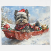 Affenpinscher Hund in Sledge Let it Snow Christmas Fleecedecke (Vorderseite (Horizontal))