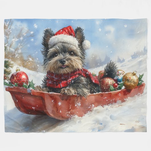 Affenpinscher Hund in Sledge Let it Snow Christmas Fleecedecke (Vorderseite (Horizontal))