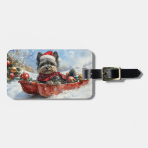 Affenpinscher Hund in Sledge Let it Snow Christmas Gepäckanhänger