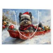 Affenpinscher Hund in Sledge Let it Snow Christmas Große Geschenktüte (Rückseite)