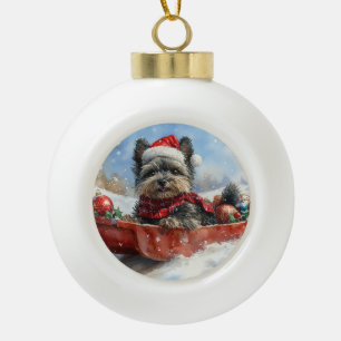 Affenpinscher Hund in Sledge Let it Snow Christmas Keramik Kugel-Ornament