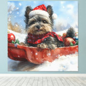 Affenpinscher Hund in Sledge Let it Snow Christmas Leinwanddruck (Insitu (Holzboden))
