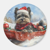 Affenpinscher Hund in Sledge Let it Snow Christmas Magnet (Vorne)