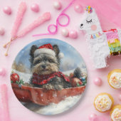 Affenpinscher Hund in Sledge Let it Snow Christmas Pappteller (Party)