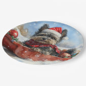 Affenpinscher Hund in Sledge Let it Snow Christmas Pappteller (Schrägansicht)