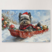 Affenpinscher Hund in Sledge Let it Snow Christmas Puzzle (Horizontal)