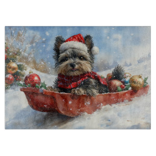 Affenpinscher Hund in Sledge Let it Snow Christmas Schneidebrett