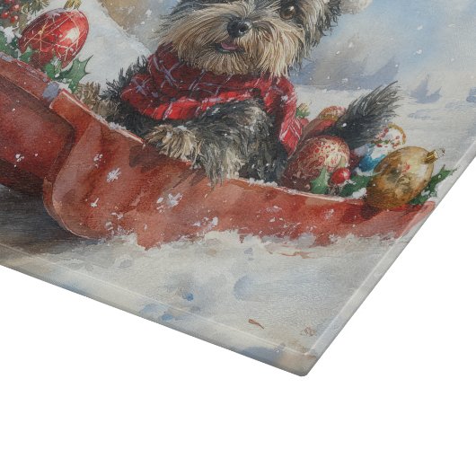 Affenpinscher Hund in Sledge Let it Snow Christmas Schneidebrett (Ecke)